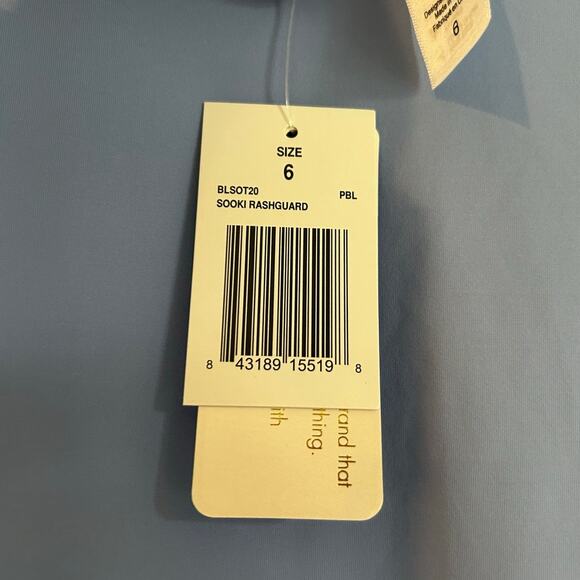 NWT L*SPACE Sooki Rashguard – Girls Size 6, Blue/Periwinkle with White Trim - Picture 2 of 6